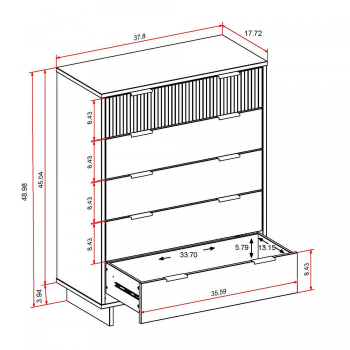 Granville Modern 38\" Chest in Black (5-Drawer)