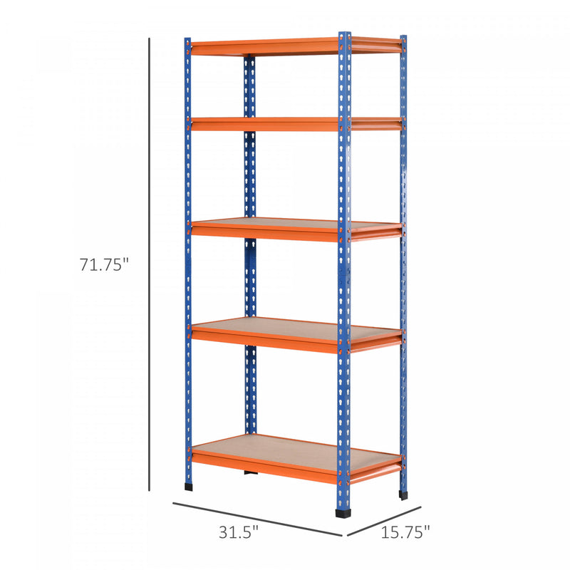 Homcom 5-tier Storage Shelf Rack With Adjustable Shelves - The Brick