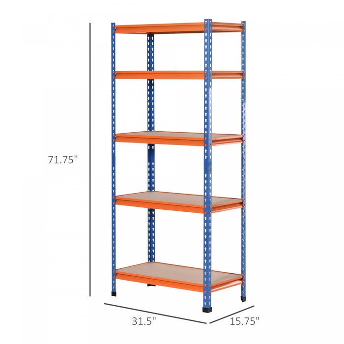 Homcom 5-tier Storage Shelf Rack With Adjustable Shelves