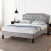 Kellen Upholstered Platform Bed with Headboard in Light Grey - King Size | Kellen lit plateforme rembourré avec tête de lit gris pâle - Très grand