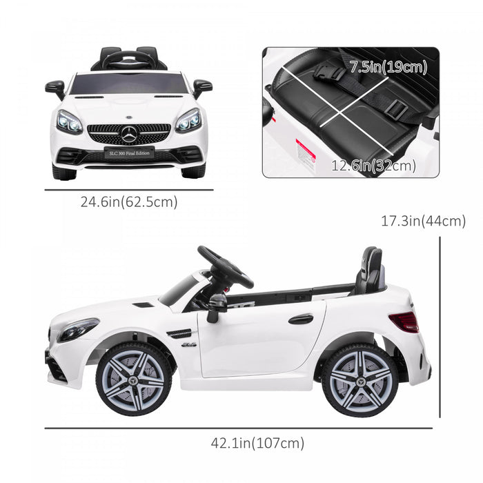 Aosom 12v Electric Powered Ride-On Car, Kids Ride-on Toy For Boys And Girls With Parent Remote Control, Suspension Wheels, Horn Honking, Music, Lights, For 3-6 Years, White