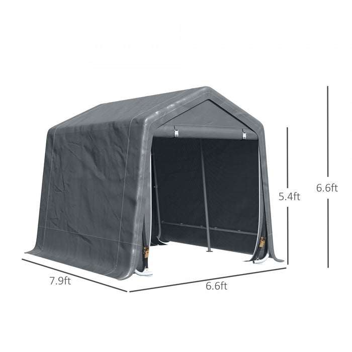 Outsunny 7.9' X 6.6' Garden Storage Tent, Heavy Duty Bike Shed, Dark Grey
