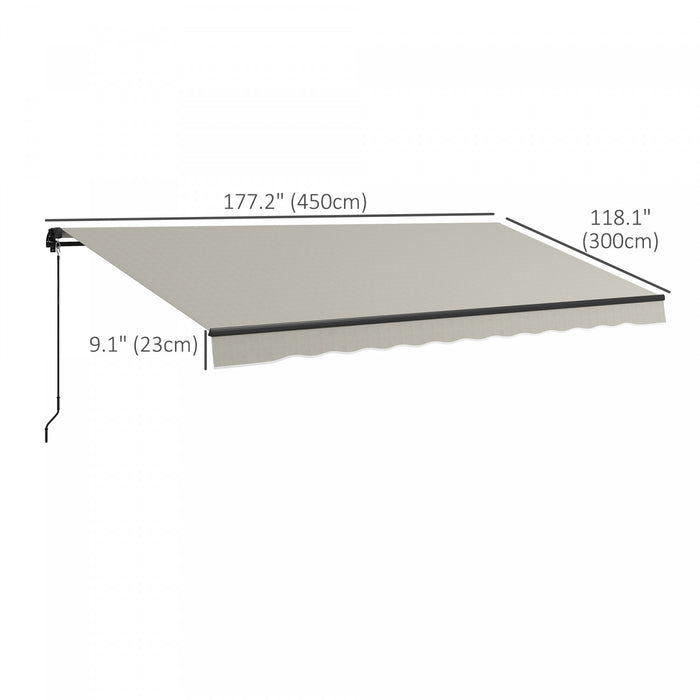 Outsunny 15' X 10' Patio Retractable Awning Sunshade Shelter, Light Grey