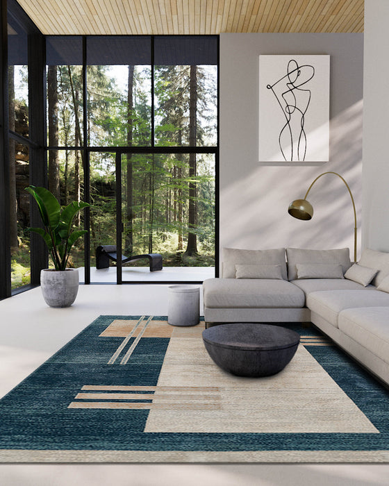 Sorelle Contemporary 7'9\" x 9'10\" Area Rug in Blue Indoor Area Rug