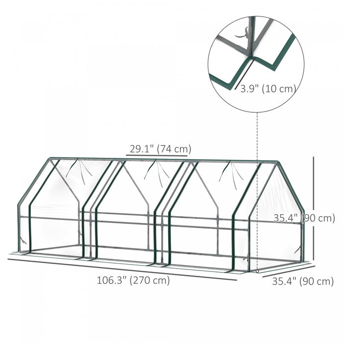 Outsunny 9' X 3' X 3' Portable Tunnel Greenhouse With Zipper Doors Clear