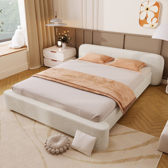 Joyce Comfortable and Stylish Bedroom Upholstered Bed,Queen Size,White Queen Bed