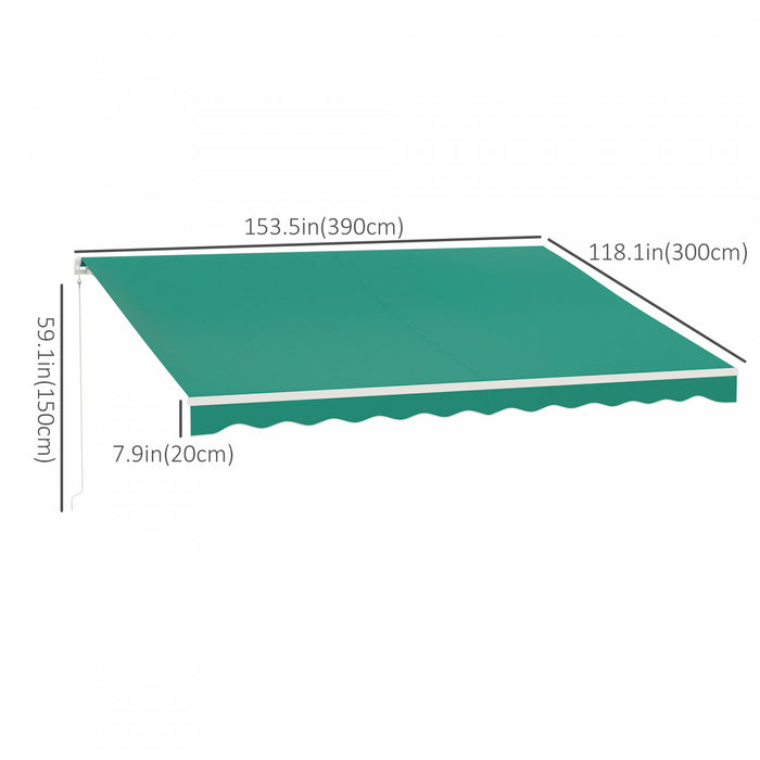 Outsunny 10' X 13' Electric Retractable Awning W/ Remote Controller, Green