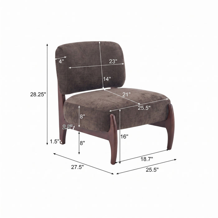Coco Modern Lounge Chair with Solid Wood Frame and Durable Upholstery, Brown