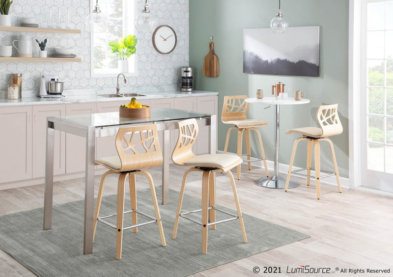 LumiSource Adjustable Contemporary Bar Dining Pub Table - White