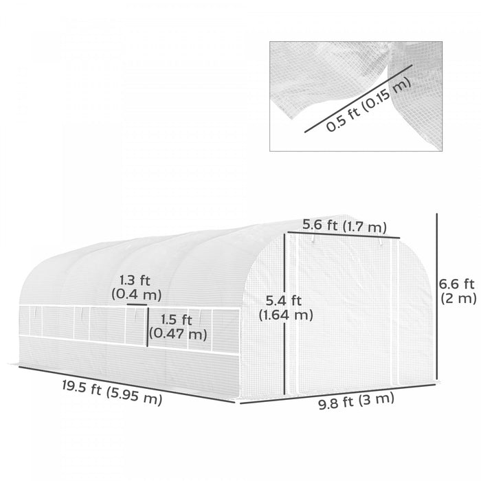 Outsunny 19.5' X 10' Tunnel Greenhouse Green House With Mesh Sidewalls Door