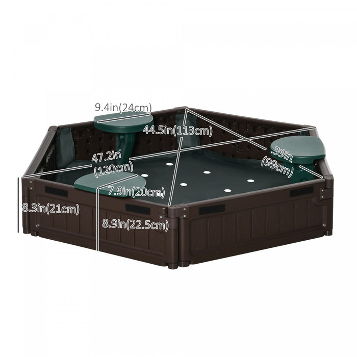 Kids Outdoor Sandbox, With Waterproof Oxford Canopy, Bottom Fabric Liner, Children Playset For 3-12 Years Old, Backyard, Brown