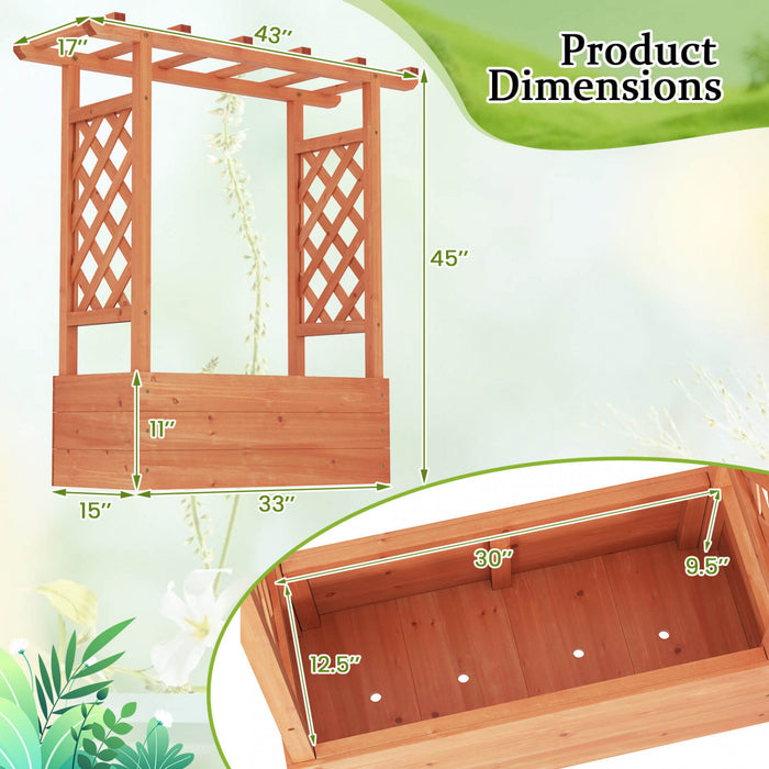 Costway 2 Pcs Raised Garden Bed With Trellis & Hanging Roof Drainage Elevated Planter Box