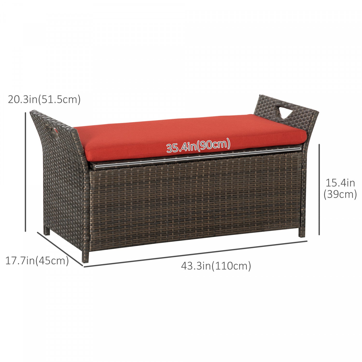 Outsunny 2-in-1 Patio Wicker Storage Bench 27 Gallon Storage Box