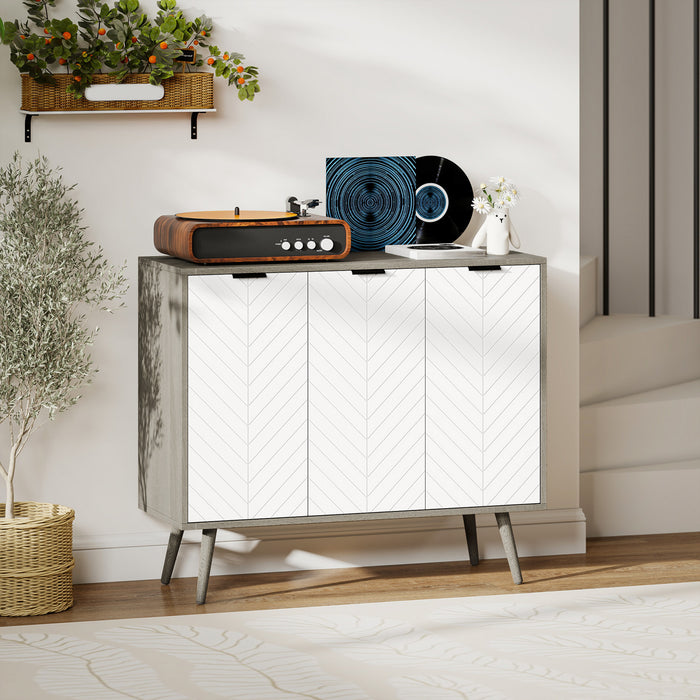 HOMCOM 36\" Sideboard, Buffet Cabinet with Adjustable Shelves, Grey