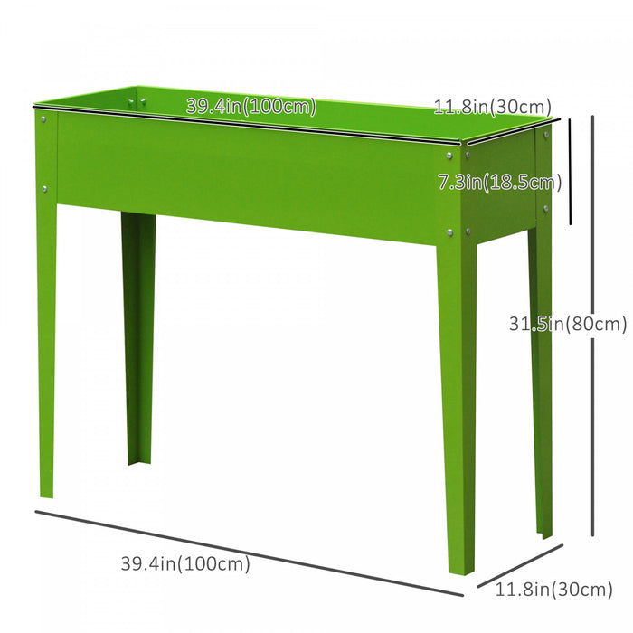 Outsunny 39\" X 12\" X 34\" Raised Garden Bed Raised Garden Flower Bed Plant Kit Vegetable Herb Box With 3 Holes, Green