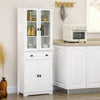 HOMCOM 63" Kitchen Pantry Storage Cabinet w/Adjustable Shelves Glass Door