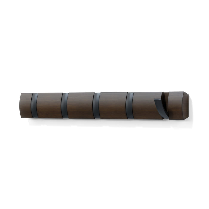 Umbra 5 Flip Wall-Mounted Hooks - Black and Walnut