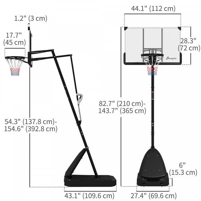 Soozier Portable Basketball Hoop Outdoor, 5-10' Adjustable Basketball Goal