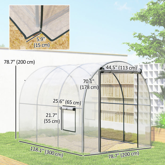 Outsunny Polytunnel Greenhouse with Mesh Window, Grow House Tent, Clear