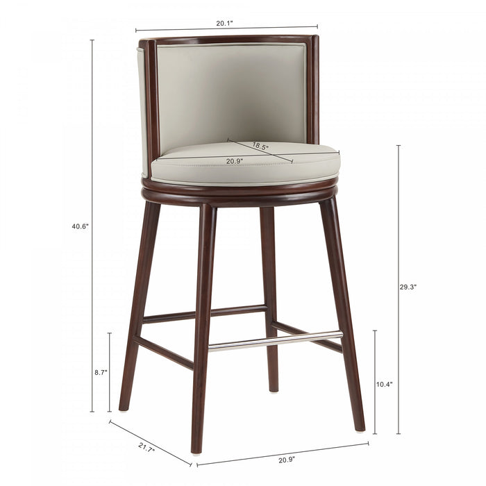 Evalyn Modern Wood Upholstered Barstool in Stone - Set of 2