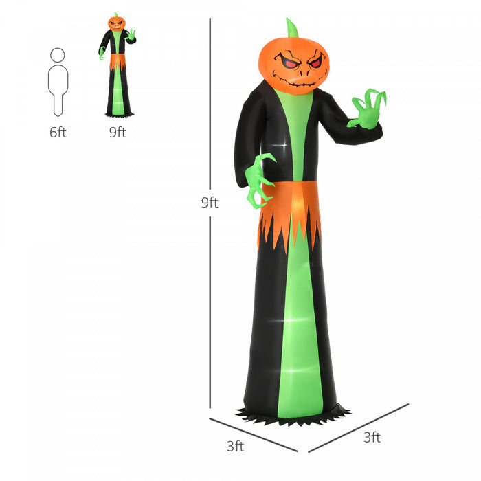 Homcom 9ft Pumpkin Head Ghost Inflatable Halloween Decoration