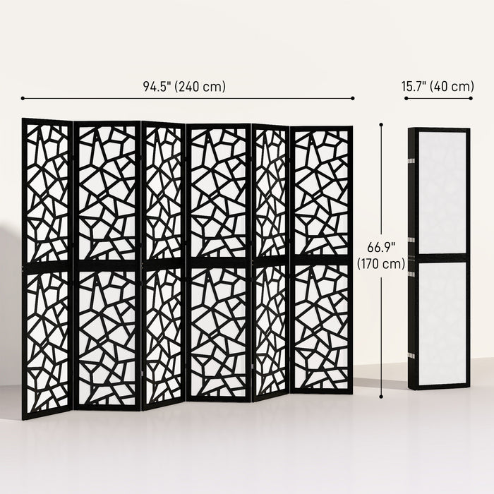 HOMCOM 6 Panel Room Divider, 5.6 FT Lightweight Privacy Screen, Black