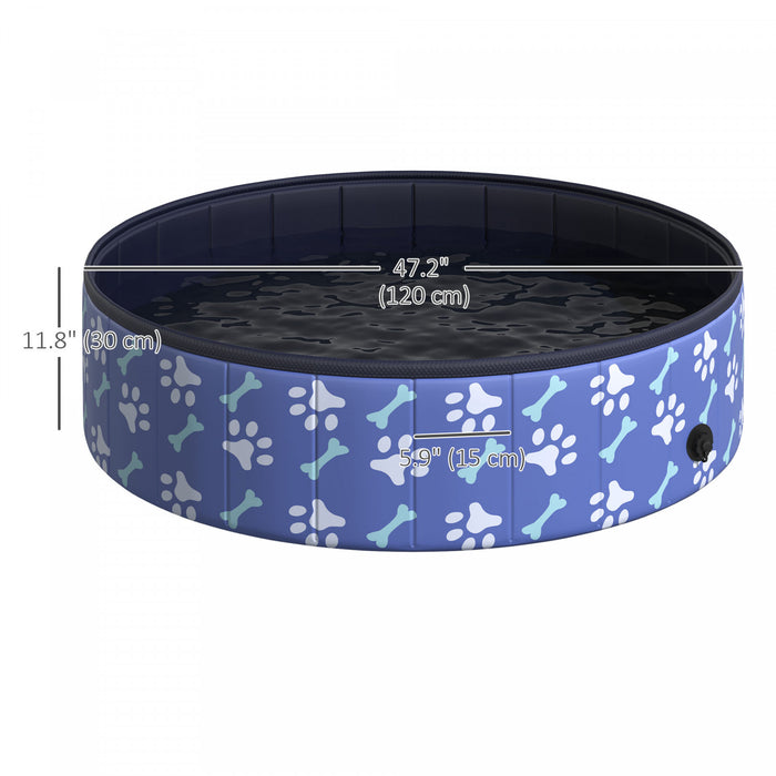 Pawhut Folding Dog Pool Portable Pet Kiddie Swimming Pool, Outdoor/indoor Puppy Bath Tub With Nonslip Bottom For Dogs & Cats, (Φ47\", Blue)