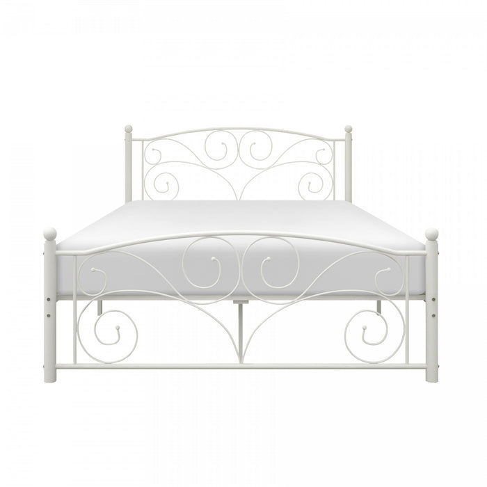 Avaly Full Bed, White Metal