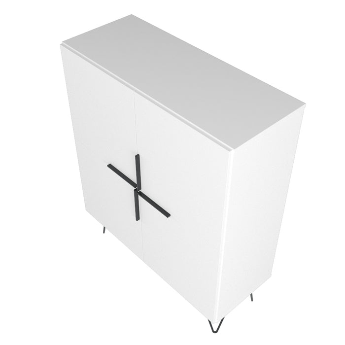 Manhattan Comfort Beekman Low 4-Shelf Accent Cabinet - White