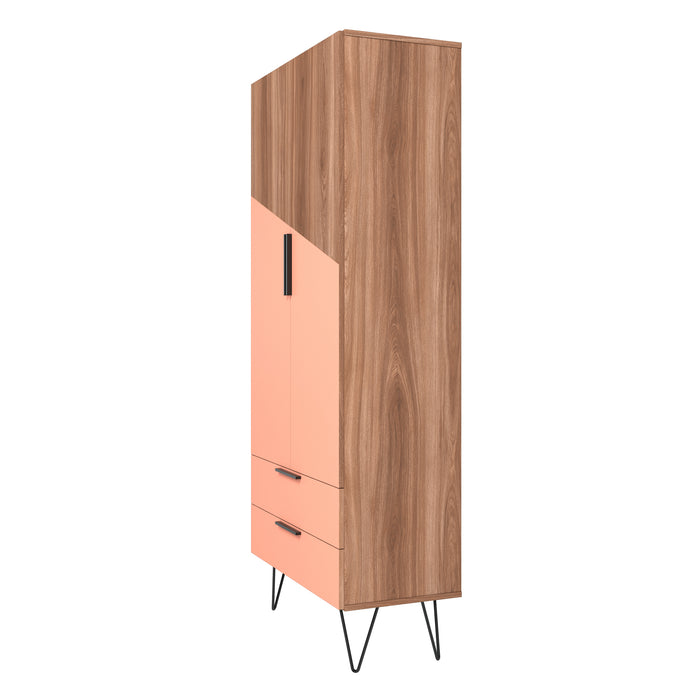 Manhattan Comfort Beekman 6-Shelf Accent Cabinet - Brown & Pink