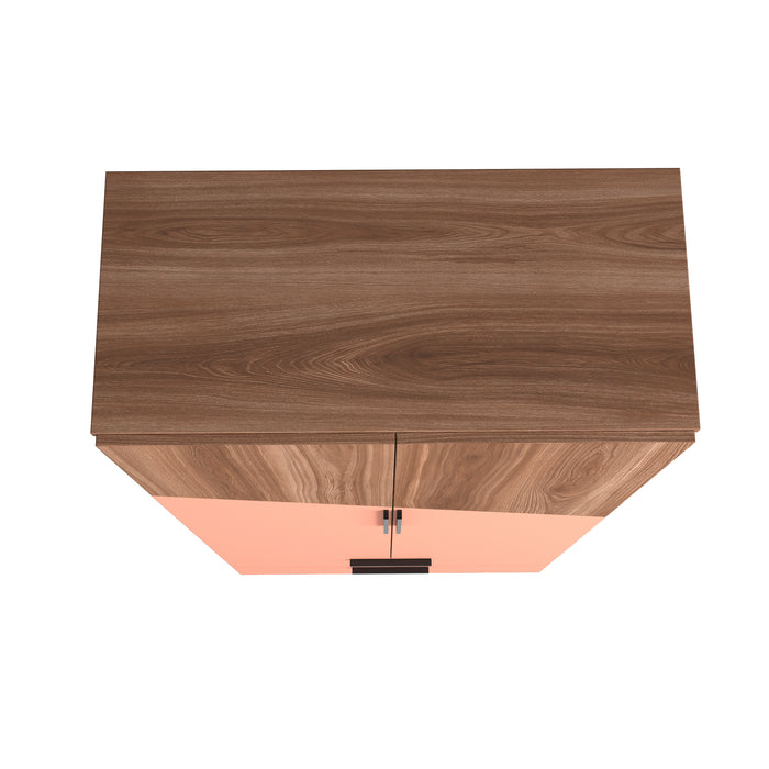 Manhattan Comfort Beekman 6-Shelf Accent Cabinet - Brown & Pink