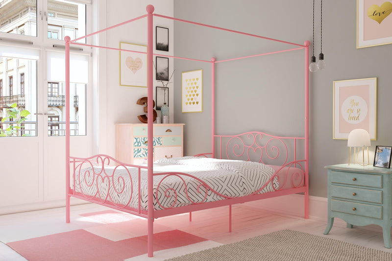DHP Canopy Metal Full Bed - Pink