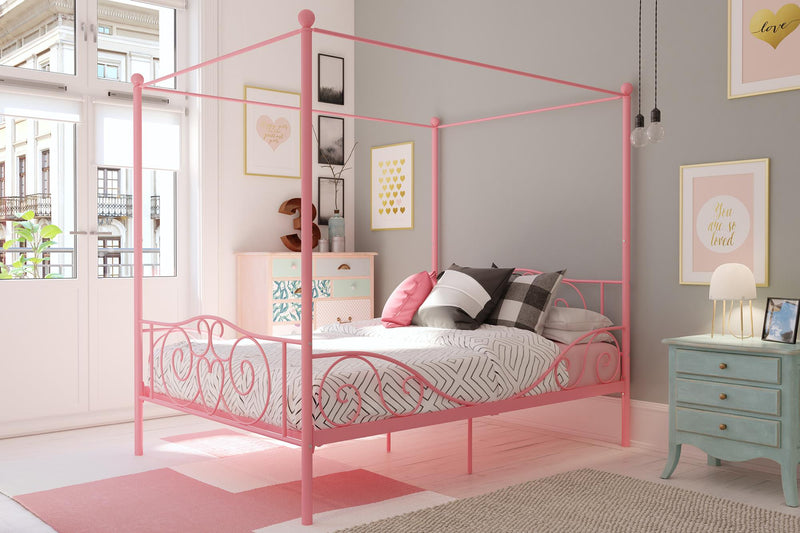 DHP Canopy Metal Full Bed - Pink