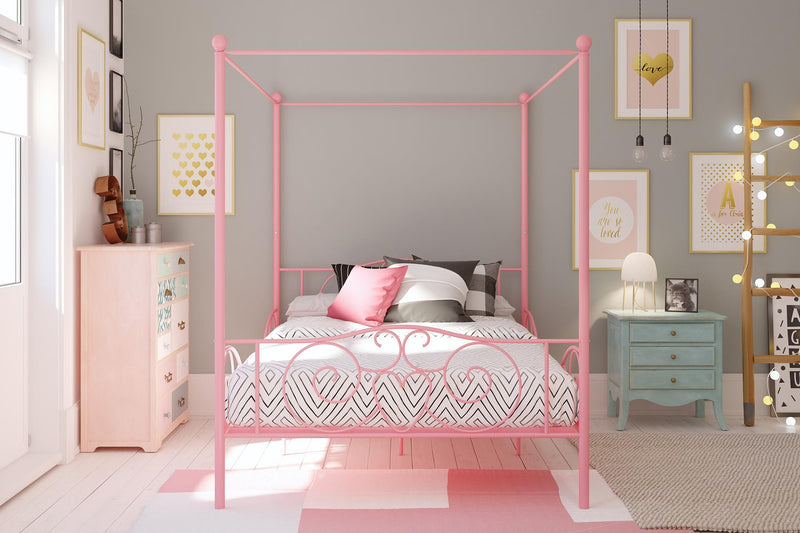 DHP Canopy Metal Full Bed - Pink
