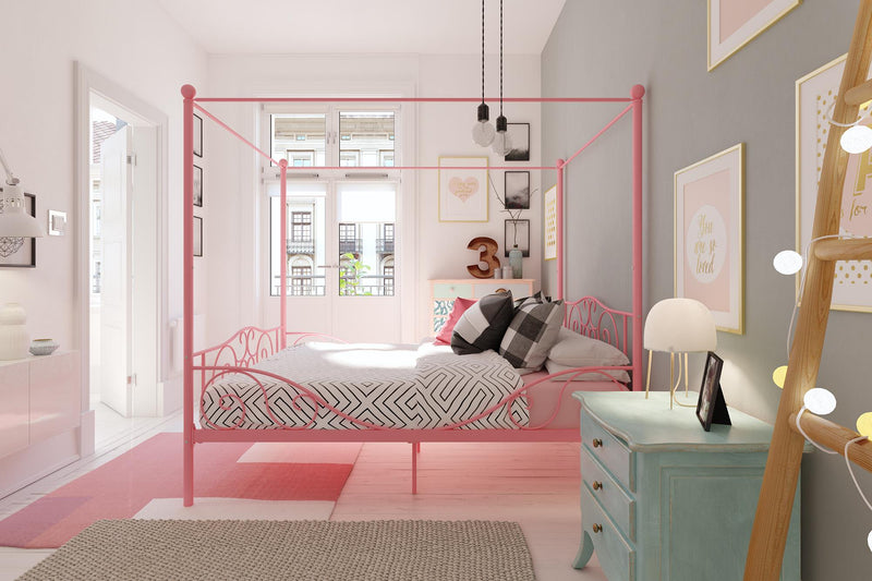 DHP Canopy Metal Full Bed - Pink