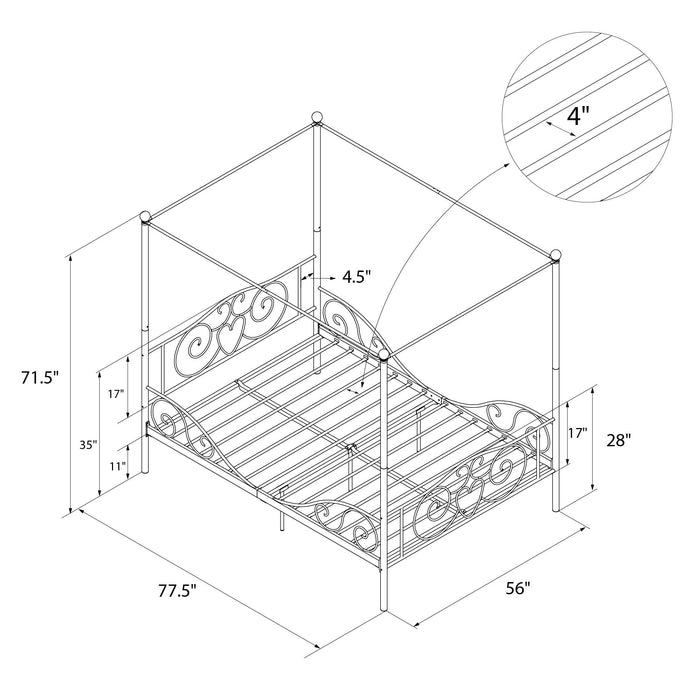 DHP Canopy Metal Full Bed - Pink