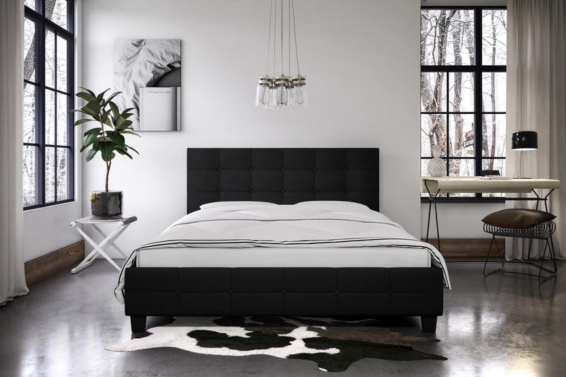 DHP Rose Fabric Full Bed - Black