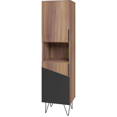 Manhattan Comfort Beekman 17.51" Narrow Bookcase Cabinet with 5 Shelves - Brown & Black|Armoire bibliothèque étroite Beekman de Manhattan Comfort de 17,51 po avec 5 tablettes - brune et noire