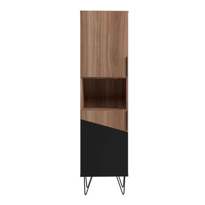 Manhattan Comfort Beekman 17.51\" Narrow Bookcase Cabinet with 5 Shelves - Brown & Black