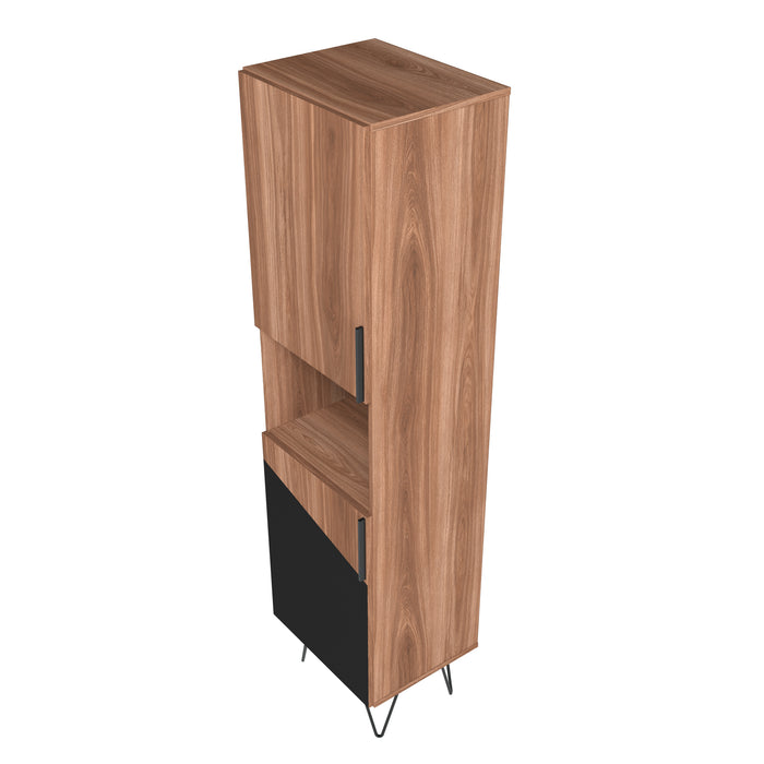 Manhattan Comfort Beekman 17.51\" Narrow Bookcase Cabinet with 5 Shelves - Brown & Black