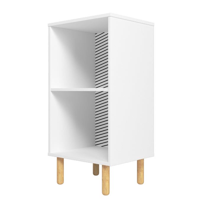Manhattan Comfort Essex Nightstand with 2 Shelves - White & Zebra