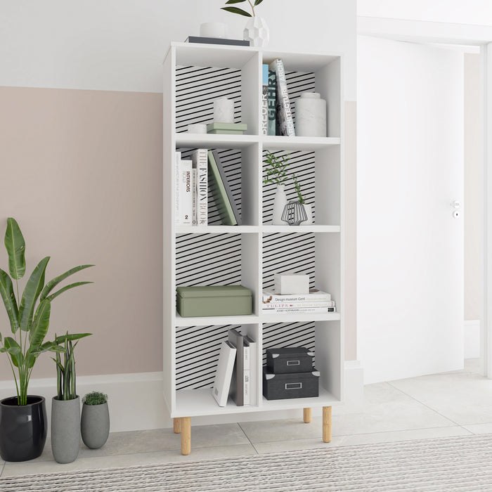 Manhattan Comfort Essex 60.23\" Double Bookcase with 8 Shelves - White & Zebra