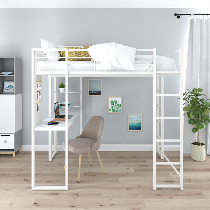 DHP Abode Full Size Metal Loft Bed - Off White