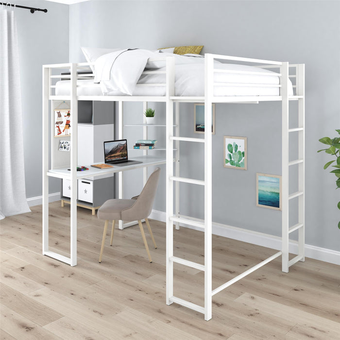 DHP Abode Full Size Metal Loft Bed - Off White