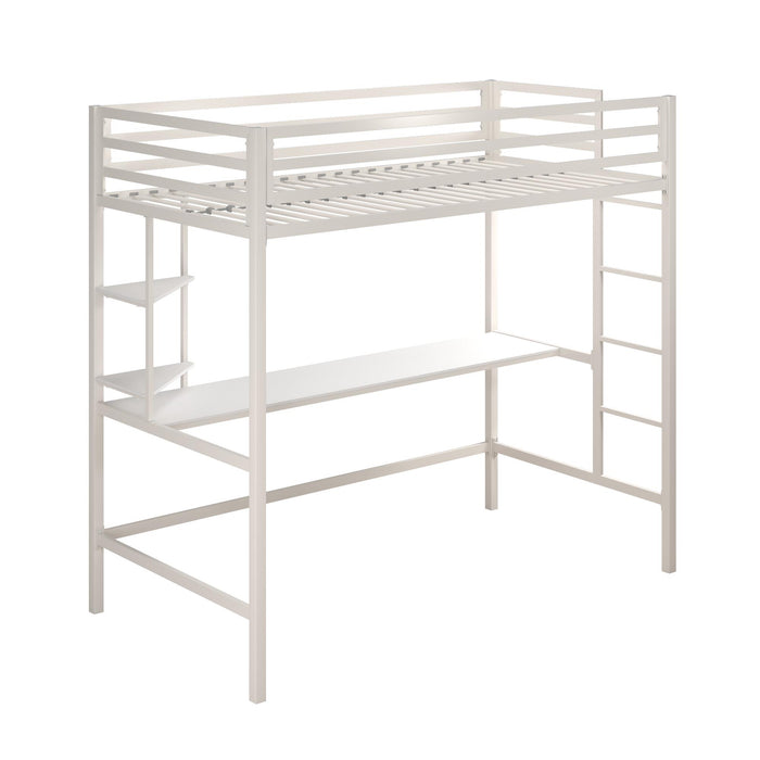 Novogratz Maxwell Metal Twin Loft Bed with Desk - Off-White