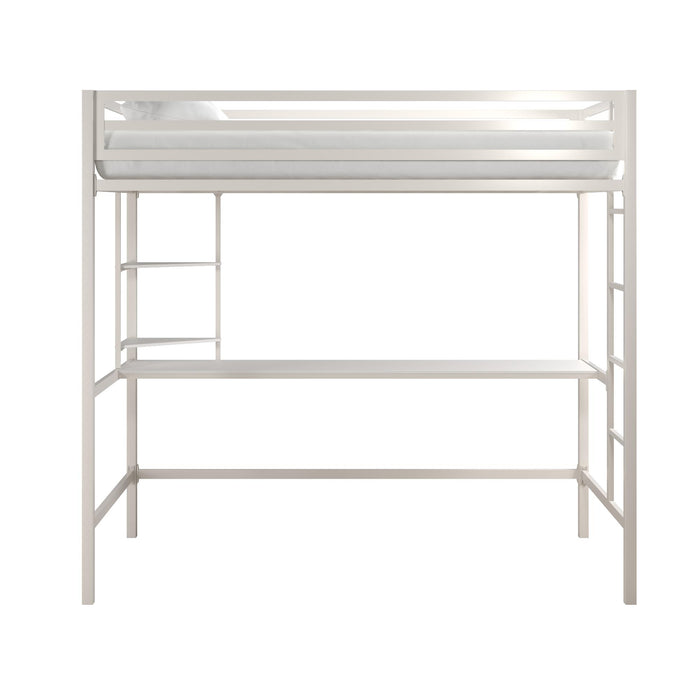 Novogratz Maxwell Metal Twin Loft Bed with Desk - Off-White
