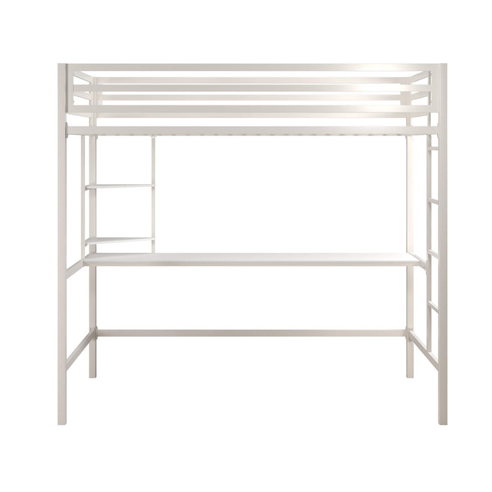 Novogratz Maxwell Metal Twin Loft Bed with Desk - Off-White