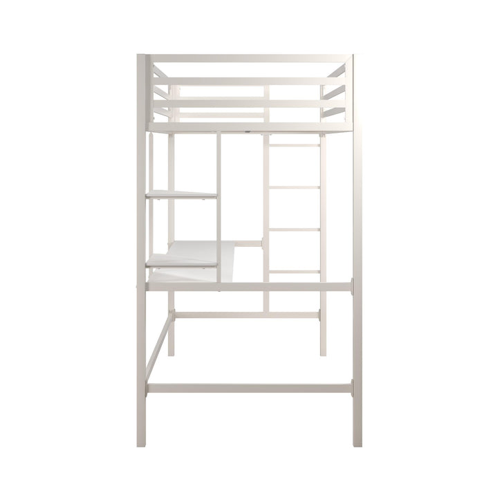 Novogratz Maxwell Metal Twin Loft Bed with Desk - Off-White