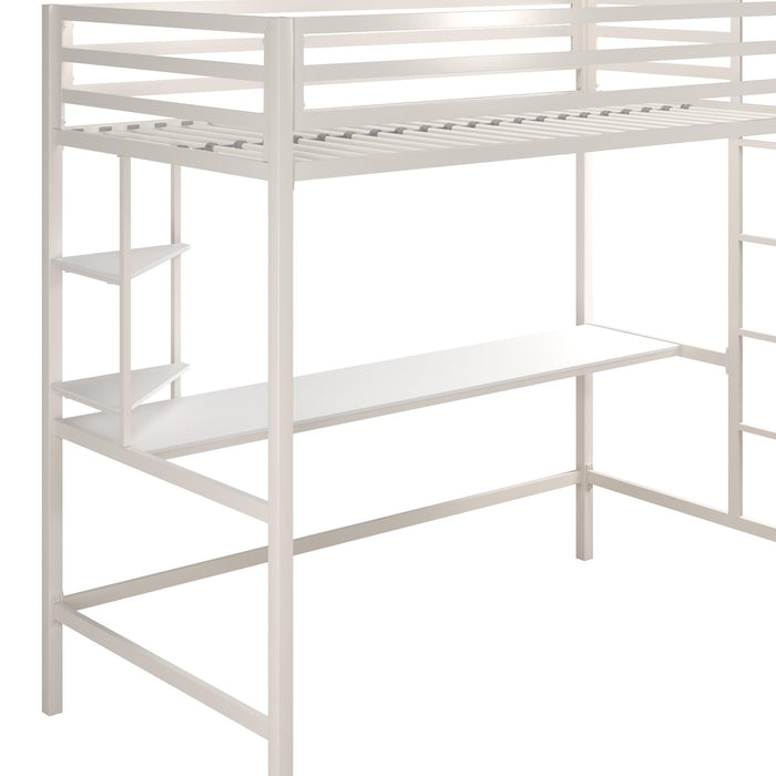 Novogratz Maxwell Metal Twin Loft Bed with Desk - Off-White