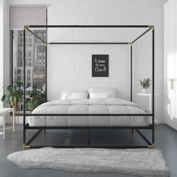 Cosmoliving By Cosmopolitan Celeste Canopy Metal King Bed - Black/Gold